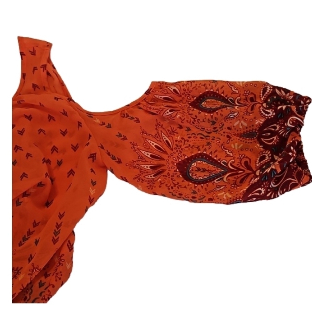 Arizona The Original Jean Company. Cold Shoulder Boho Top Size S orange  floral - Picture 3 of 16